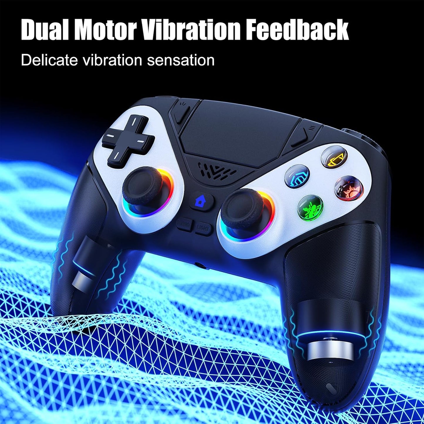 PS5 Wireless Controller with Turbo, RGB Lighting & Dual Vibration