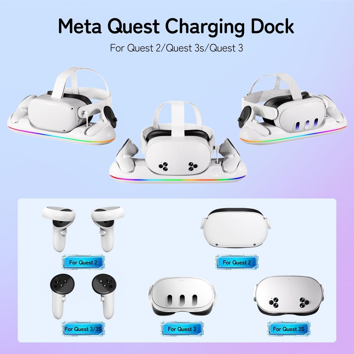 Magnetic RGB Charging Dock for Meta Quest 2/3/3S
