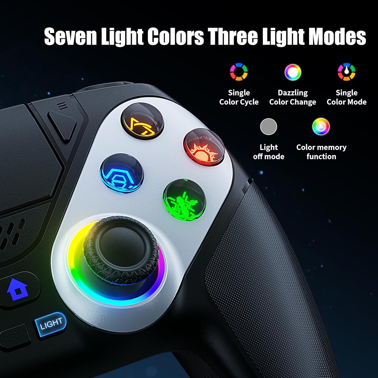 PS5 Wireless Controller with Turbo, RGB Lighting & Dual Vibration